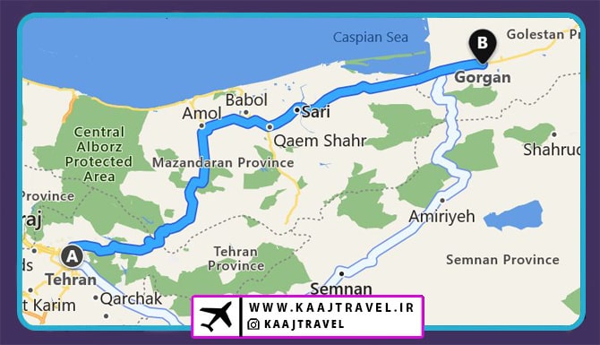 بلیط اتوبوس تهران به گرگان